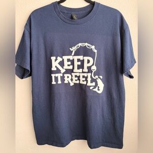 Gildan Navy Blue 'Keep It Reel' Short Sleeve Tee